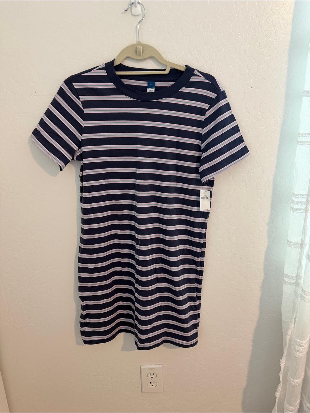 Old Navy Navy and White Striped Mini Dress